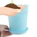 Plastic Hollow Out Design Table Decor Plant Container Flower Pot Tray Blue   